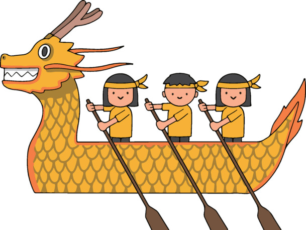 端午赛龙舟手绘动漫，高清PNG透明龙舟卡通图片，创意元素设计素材下载