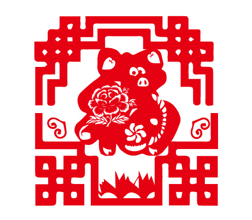 红色剪纸福字艺术字，虎年春节高清PNG透明图片，节日元素设计素材下载