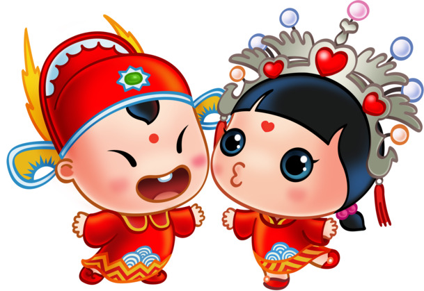金童玉女贺新春，百年好合亲子图，高清PNG透明下载，节日素材一站式