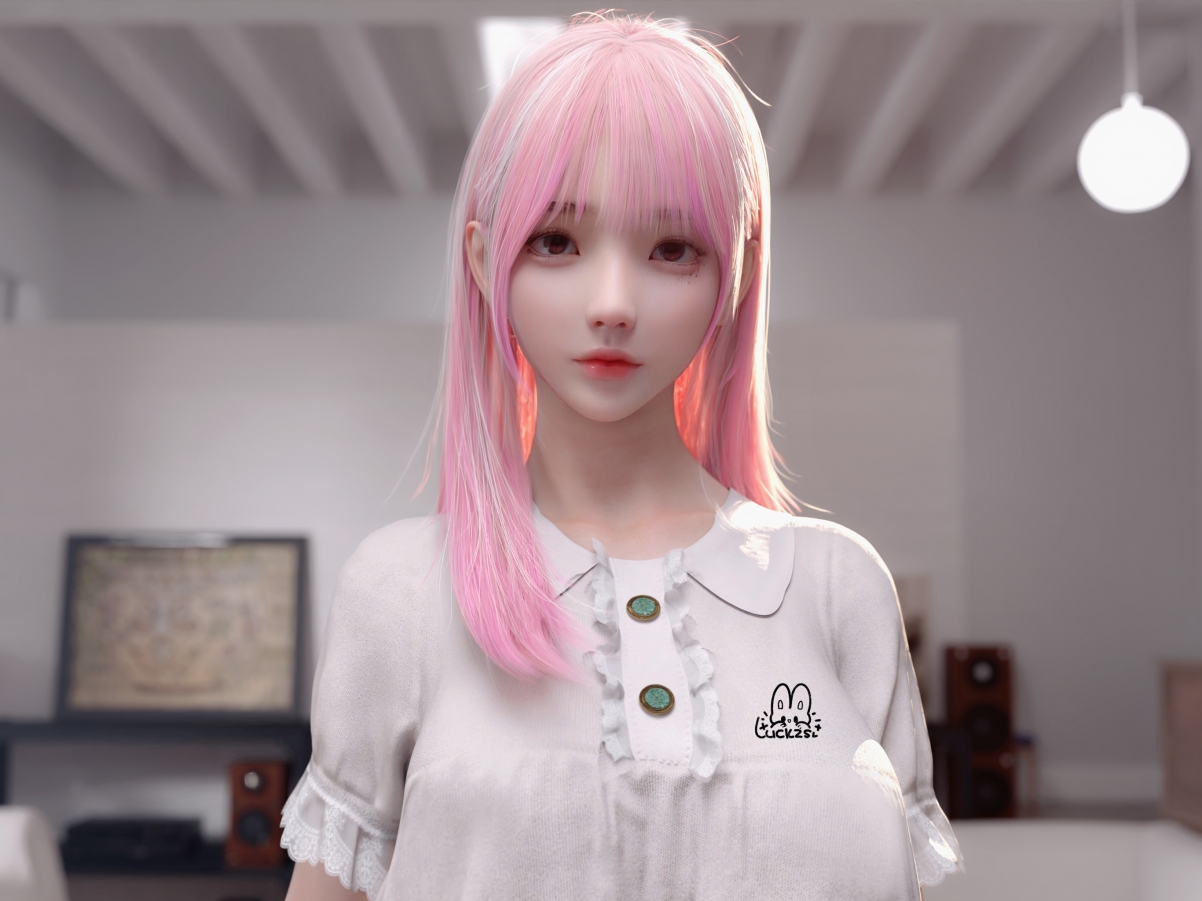 粉色发系个性女仆麻匪，高清平板壁纸2732x2048，免费下载