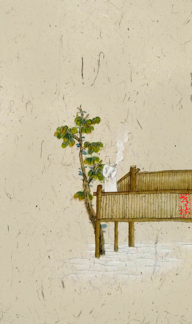 古典中国风设计素材，高清PNG透明背景，纯色不规则纹理配绿色树木图片