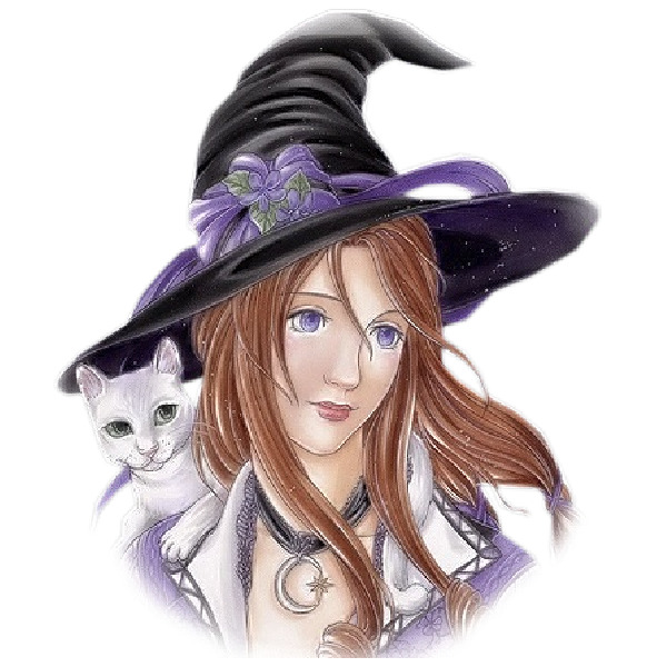 万圣节女巫携猫PNG素材，高清透明图片，节日元素设计下载