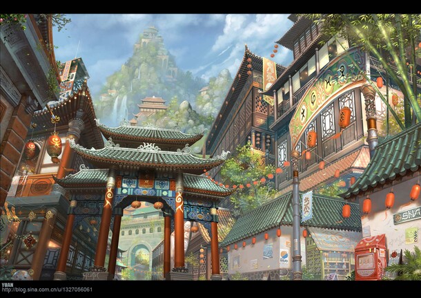 中式古风建筑插画，高清PNG透明背景，卡通手绘设计素材下载