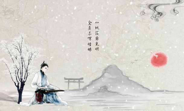 古风静心PNG透明背景，Vanessa古典中国风图片素材下载