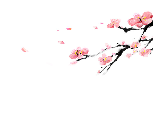 手绘桃花PNG透明图，高清漂浮花瓣，设计素材免费下载