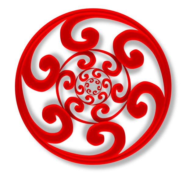 红色禅绕画吉祥花纹PNG透明图，节日元素设计素材，免费下载（元旦/春节/元宵）