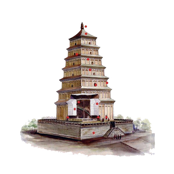 西安大雁塔高清PNG透明背景写生图片，摄影风景素材免费下载