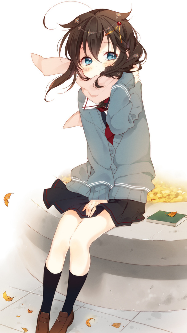 二次元呆萌少女手绘PNG，高清透明背景，卡通手绘素材下载