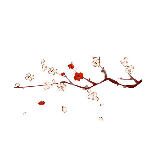 落花梅花PNG透明图，高清漂浮花瓣元素，设计素材免费下载