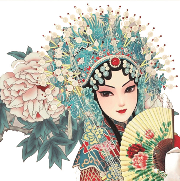 卡通京剧人物PNG透明图，手绘元素，高清下载