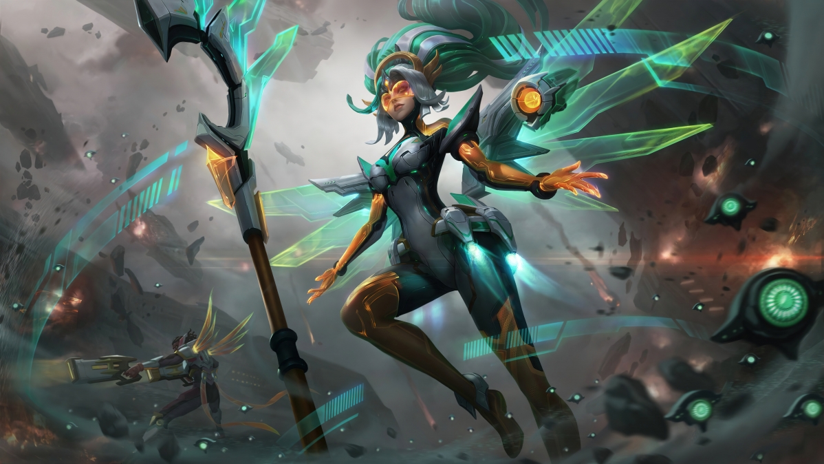 英雄联盟LOL，海珀利安小队风暴之怒迦娜，超清8K游戏壁纸，7680x4320高清下载