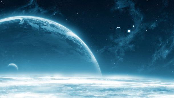 夜晚星空宇宙高清PNG透明背景，蓝色光效地球素材，创意海报设计下载
