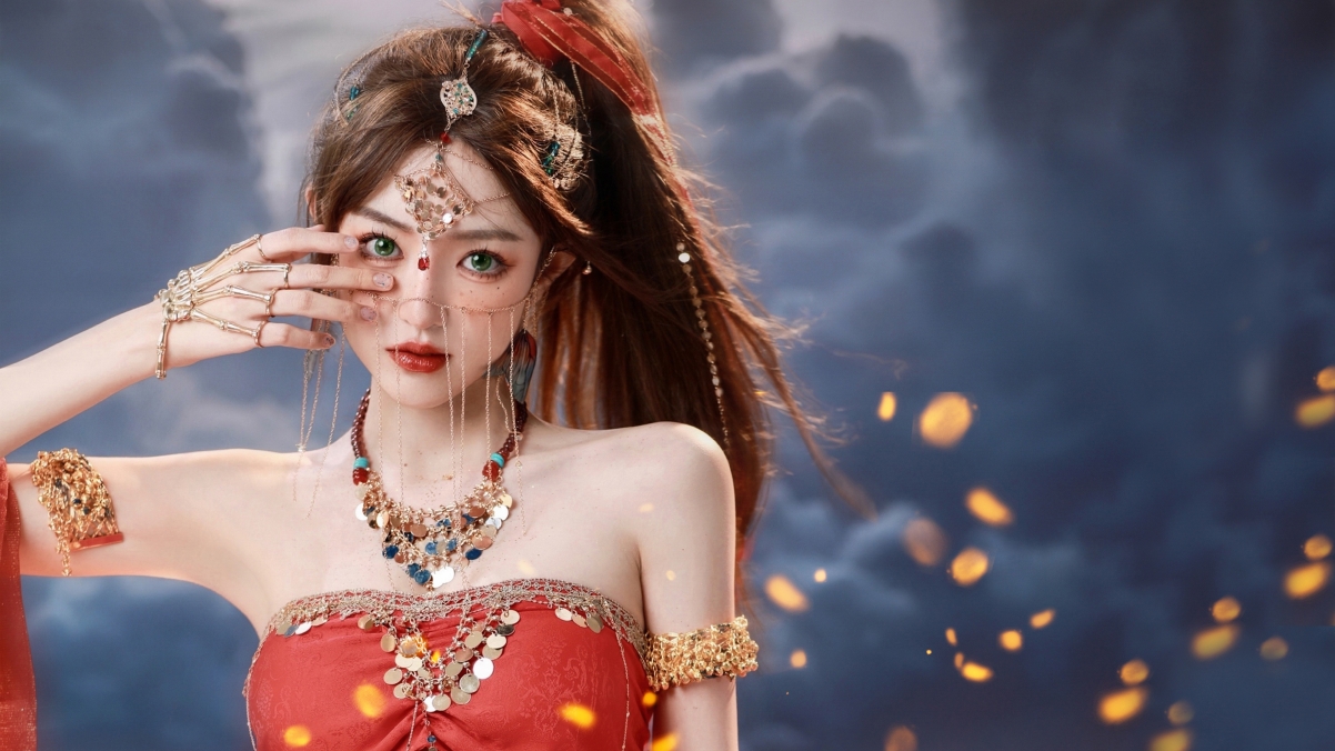 鬼刀Cosplay美女惊艳亮相，红裙饰品点缀，超高清4K壁纸下载