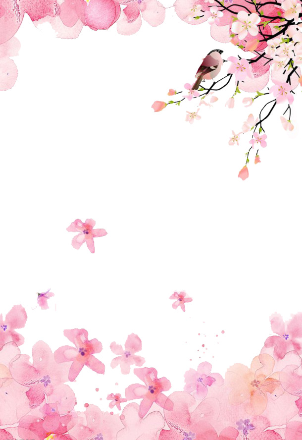 春暖花开粉嫩PNG背景，高清透明，丰富图片设计素材下载