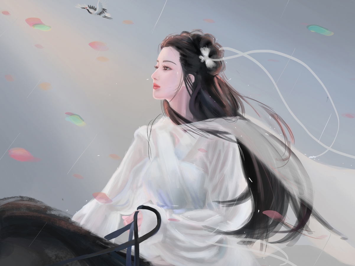 唯美古风白衣女骑士，平板电脑壁纸高清下载（2732x2048）