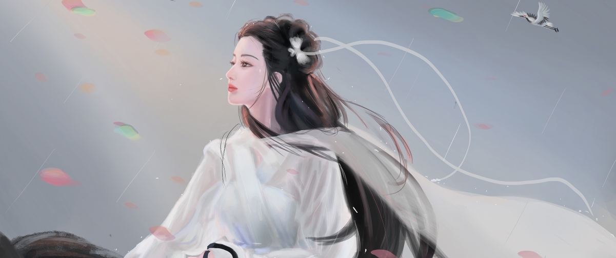 古风白衣少女绝美壁纸，4K超清带鱼屏专属，3440x1440高清下载