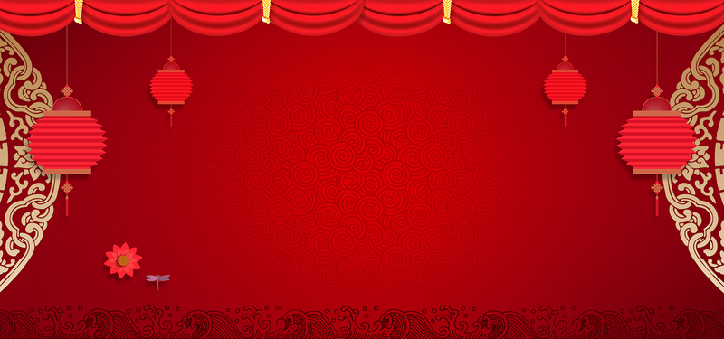 红色喜庆新年Banner，高清JPG/PSD素材，电商狂欢设计下载