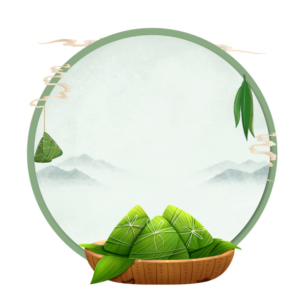 端午节手绘插画，山河粽子PSD素材，高清PNG透明图框，节日元素下载