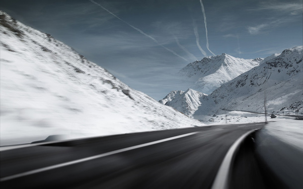雪山公路高清PNG透明背景图，时尚元素，设计素材下载