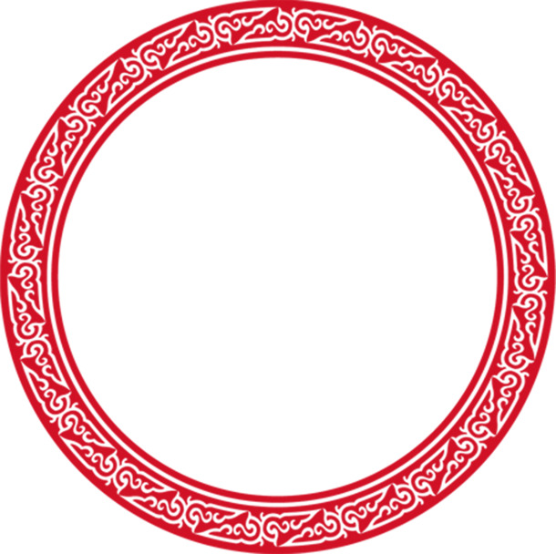红色国风圆圈花纹PNG透明图，手绘卡通元素，设计素材免费下载