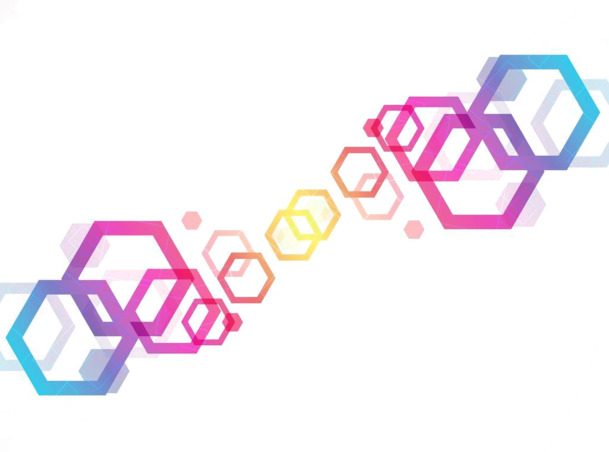 PPT背景高清PNG透明素材，漂浮几何图，设计元素免费下载