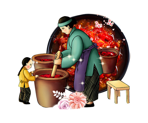 复古风辣椒酱制作PNG透明免抠素材，高清下载