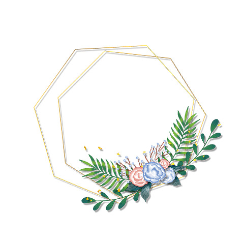 绿色鲜花金边PNG透明装饰边框，高清图片素材下载