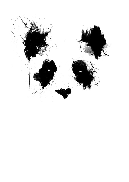 创意熊猫PNG透明图，高清装饰元素，墨迹笔触设计素材下载