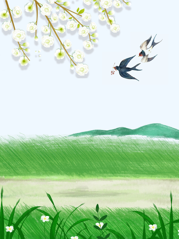 梨花开燕子归，高清PNG透明背景，精美图片设计素材下载