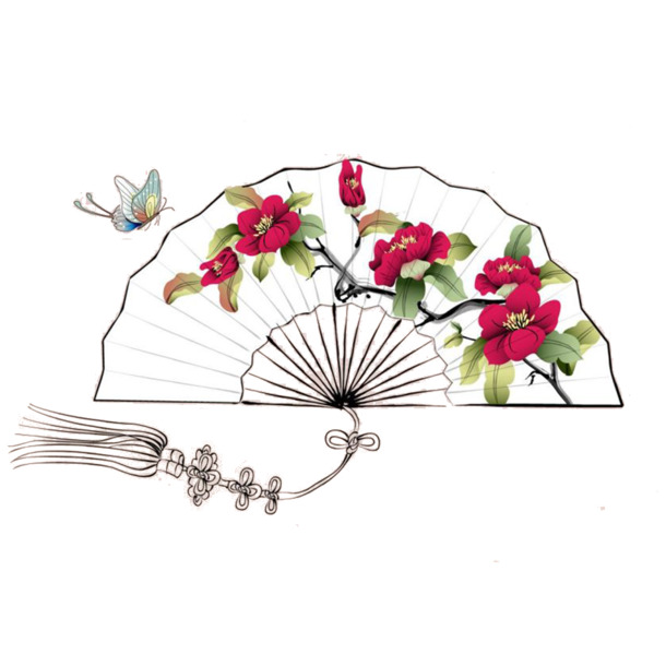 扇子PNG透明图片，高清漂浮花瓣元素，设计素材免费下载