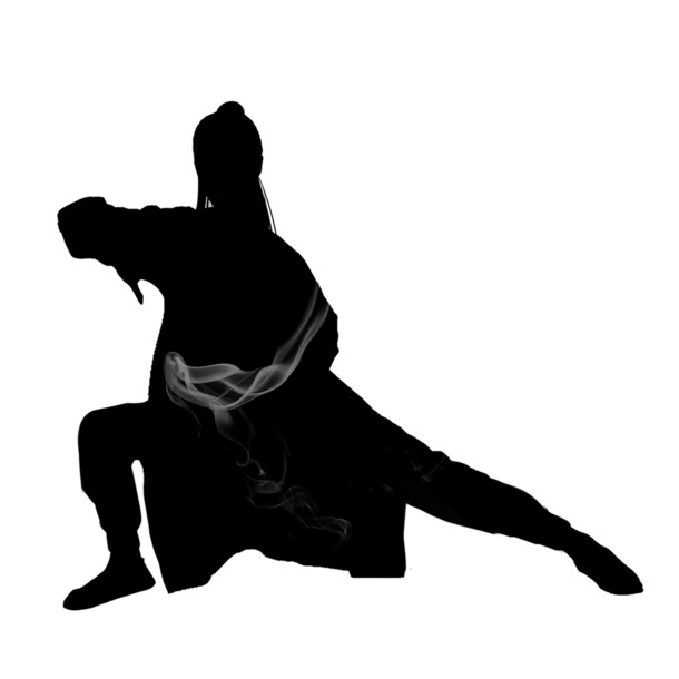 手绘武侠人物剪影，水墨功夫烟雾素材，高清PNG透明免扣，商用无忧