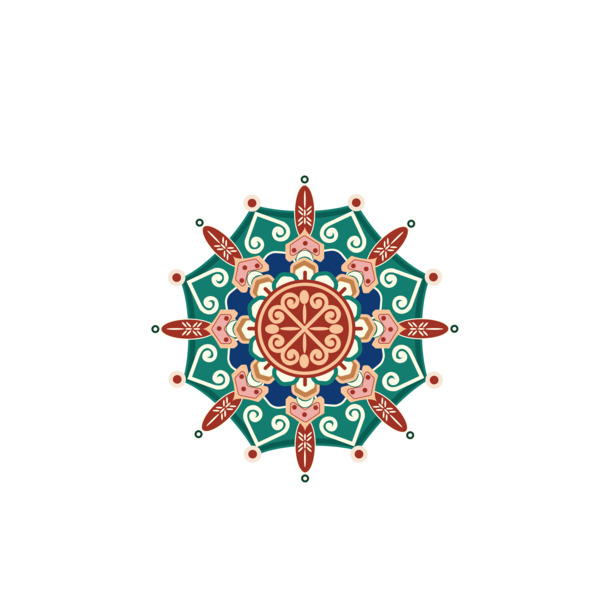敦煌风花纹图案，高清PNG透明图片，精美装饰元素，设计素材免费下载