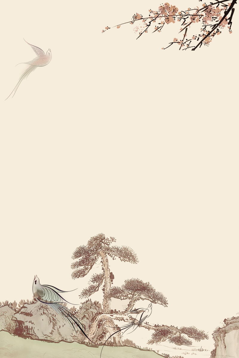 中国风梅兰竹菊装饰画，复古JPG与PSD设计素材高清下载