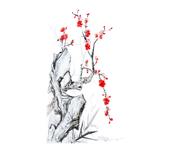 水墨装饰PNG透明图，墨迹笔触元素，高清下载设计素材