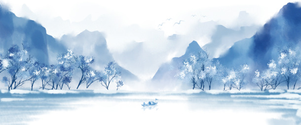 雪景背景图，如诗如画高清PNG透明素材，PSD格式设计元素免费下载