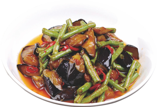 红烧茄子炒豇豆高清PNG图片，透明免扣元素及设计素材下载