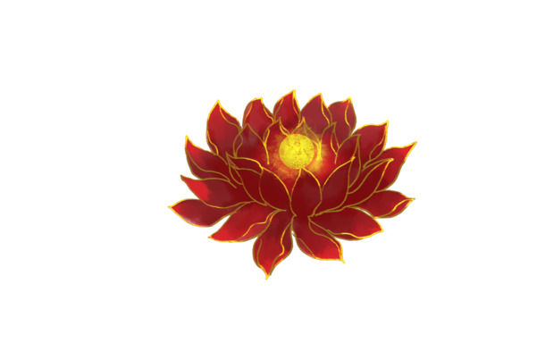 红色莲花金边装饰，中国风PNG透明图片素材，高清下载