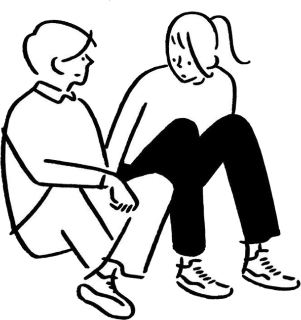 男女角色手绘卡通交流图，高清PNG透明图片，设计素材免费下载