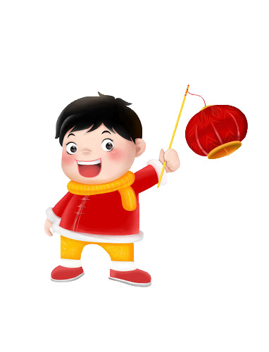 小孩新年提灯笼PNG透明图，高清节日元素，元旦春节元宵素材下载