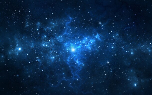 蓝色宇宙星际抽象梦幻PNG透明背景图片素材，高清宽屏设计元素下载