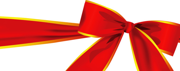 高清PNG透明彩带素材，手绘红色卡通蝴蝶结丝带，漂浮元素装饰图片下载