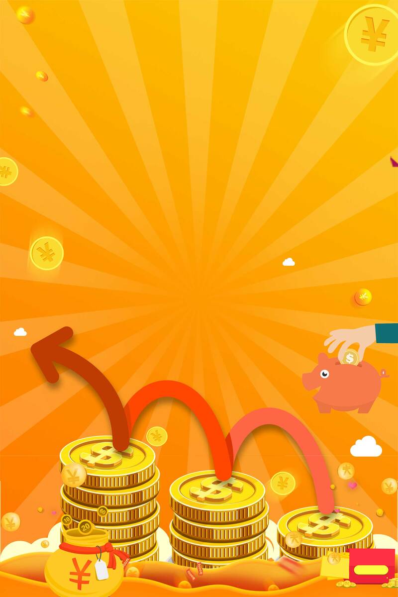 卡通金融理财高清JPG与PSD设计素材，金币背景特色图片下载