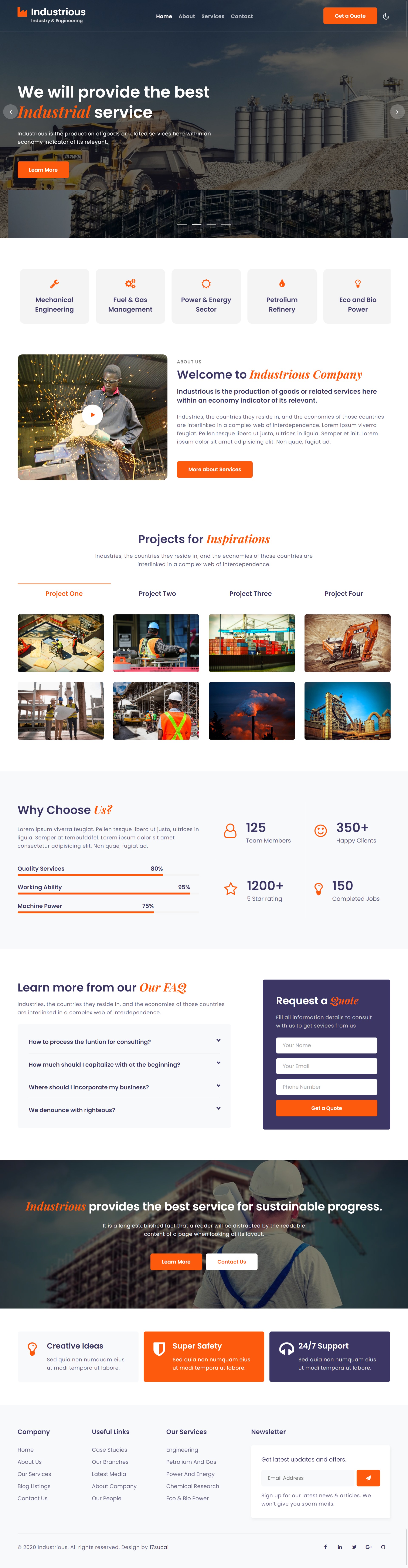 工程建筑模板网站，工业企业网站html网页设计模板