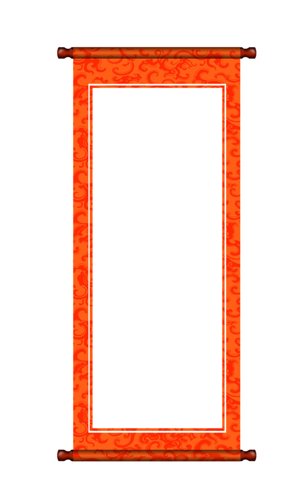 中国风矢量画轴PNG透明图，精美边框装饰元素，高清设计素材下载