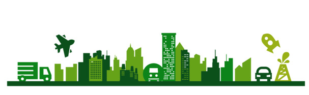 绿色环保城市建筑手绘卡通PNG透明图，高清素材免费下载