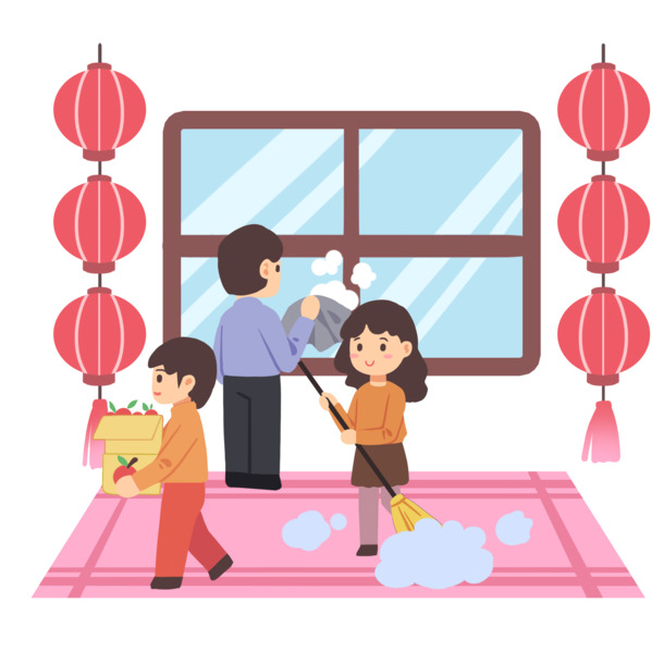 小年大扫除，精选高清PNG透明图片素材，创意装饰元素任你选