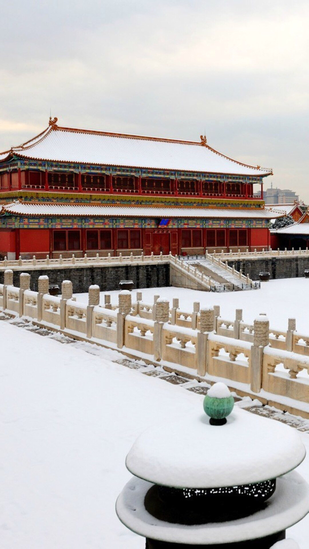中国风故宫雪景PNG高清透明图，建筑背景设计素材免费下载