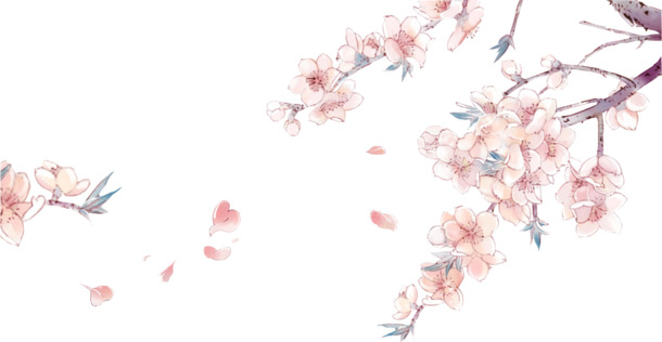 古风水彩插画素材，高清PNG透明植物装饰元素，免费下载