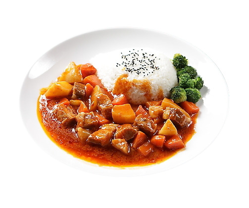 红烧土豆胡萝卜牛肉饭PNG透明图，生活装饰元素，设计素材免费下载