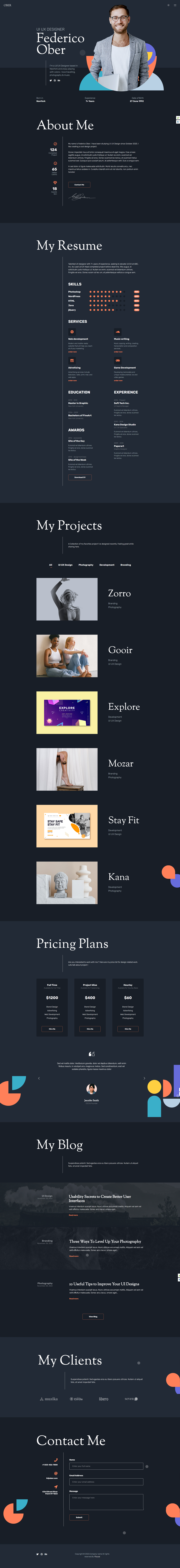 个人简历网页模板html，实用的个人作品展示网站模板